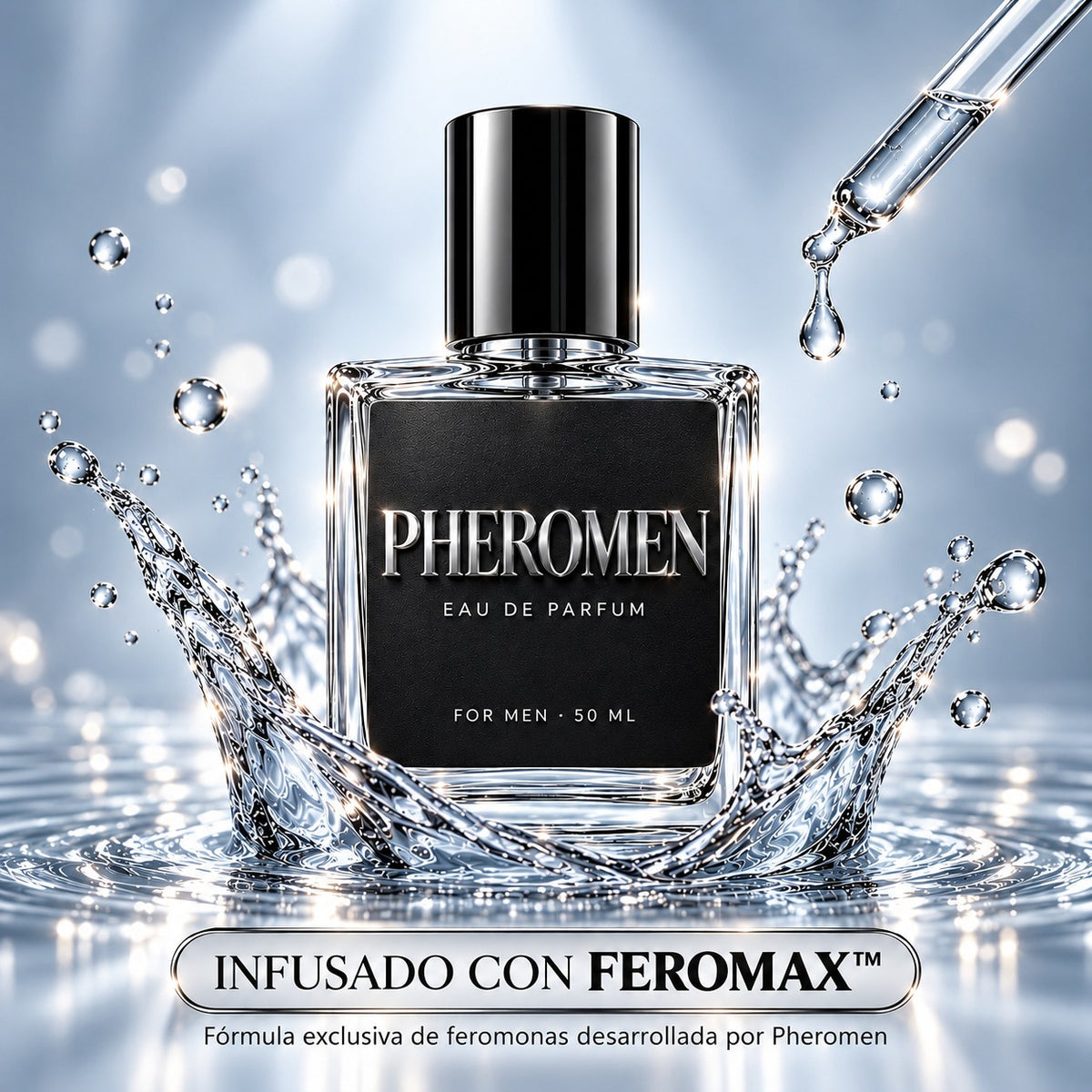 Frasco de Pheromen con agua de fondo